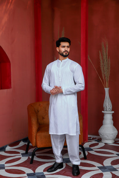 White River - Cotton Thread Embroidered suit