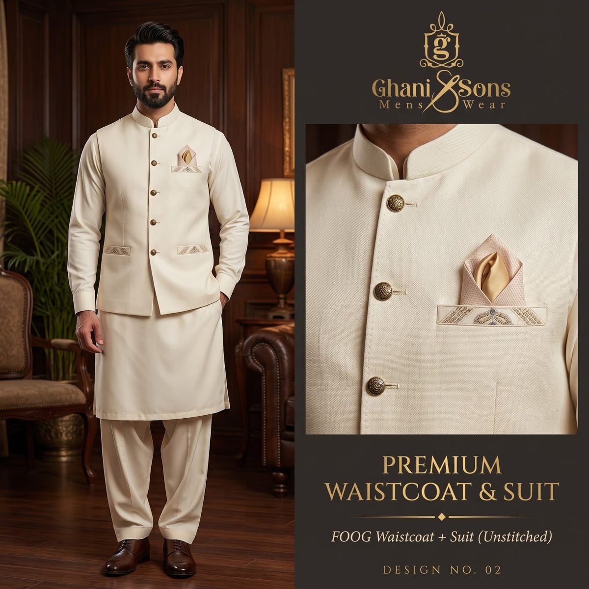 FOOG Waistcoat + Suit - Premium Toyobo finish waistcoat