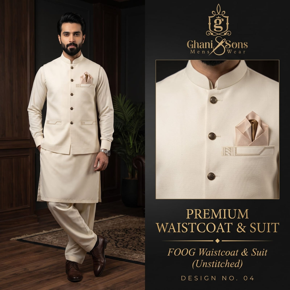 FOOG Waistcoat + Suit - Premium Toyobo finish waistcoat